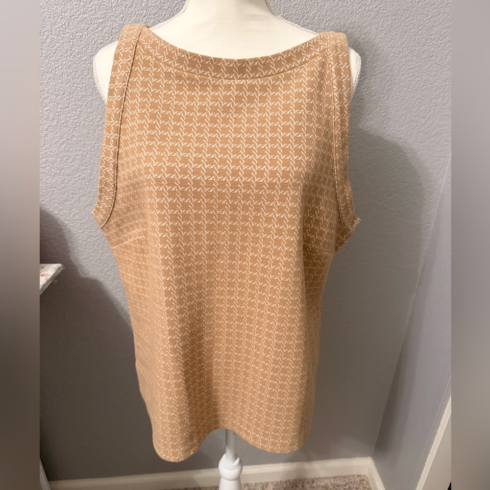Ann Taylor Tan Patterned Tank Top